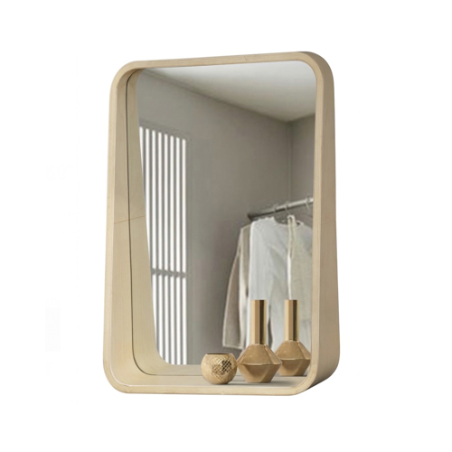 HardwareCity GLC RUBBER WOOD FRAME MIRROR WITH SHELVING 1001WS/WHW